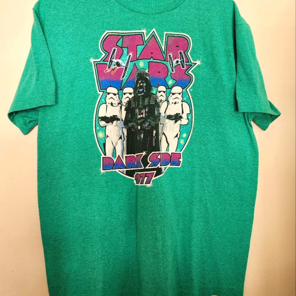 Star Wars Darth Vader Side 1977  Green Short Sleeve T-Shirt Adult L